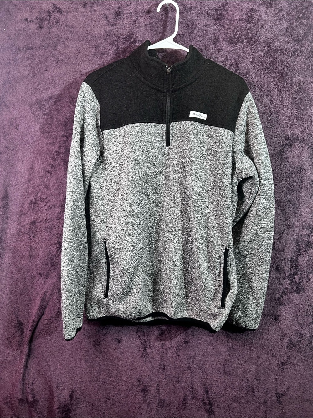 Eddie Bauer Black and Gray Half-Zip Pullover Sweater